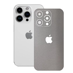 Folie skin SILKASE pentru Apple iPhone 15 Pro Max, gri deschis, protectie spate telefon