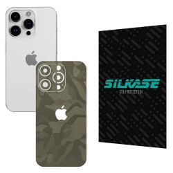 Folie skin SILKASE pentru Apple iPhone 15 Pro Max, camo verde, protectie spate telefon