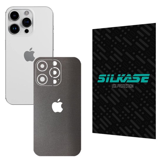 Folie skin SILKASE pentru Apple iPhone 15 Pro Max, gri brushed, protectie spate telefon (iPhone 15 Pro Max, S1469) by www.silkase.ro