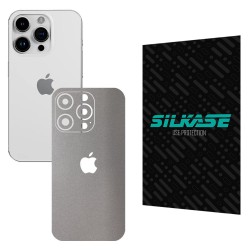 Folie skin SILKASE pentru Apple iPhone 15 Pro Max, gri deschis, protectie spate telefon