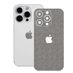 Folie skin SILKASE pentru Apple iPhone 15 Pro, gri hex, protectie spate telefon