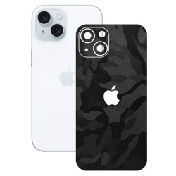 Folie skin SILKASE pentru Apple iPhone 15, camo negru, protectie spate telefon