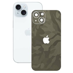 Folie skin SILKASE pentru Apple iPhone 15, camo verde, protectie spate telefon