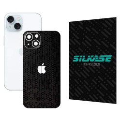Folie skin SILKASE pentru Apple iPhone 15, negru hexa, protectie spate telefon Folie skin SILKASE pentru Apple iPhone 15, negru hexa, protectie spate telefon
