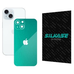 Folie skin SILKASE pentru Apple iPhone 15, turcoaz metalic, protectie spate telefon Folie skin SILKASE pentru Apple iPhone 15, turcoaz metalic, protectie spate telefon
