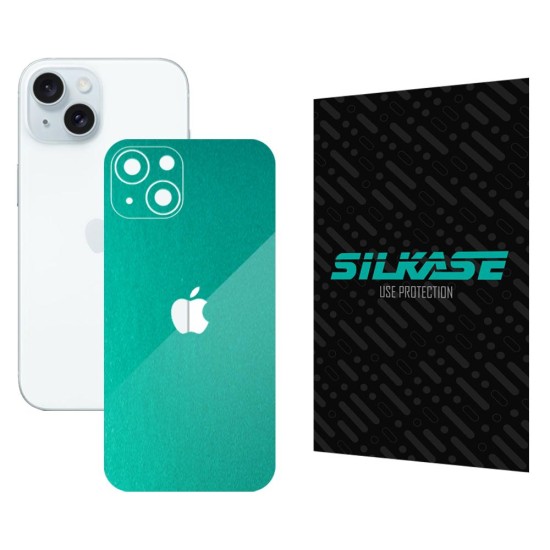 Folie skin SILKASE pentru Apple iPhone 15, turcoaz metalic, protectie spate telefon (iPhone 15, S1409) by www.silkase.ro