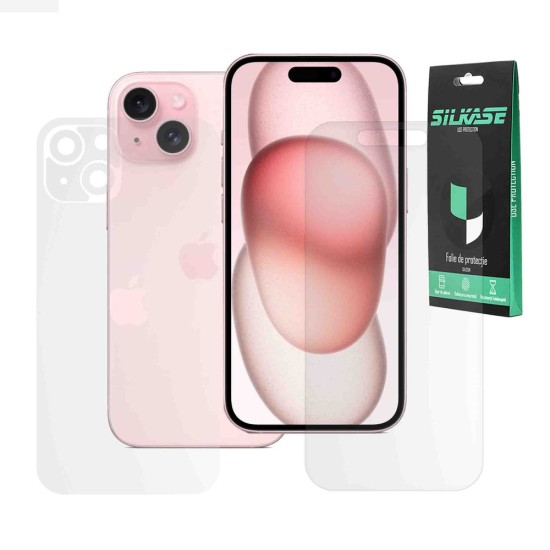 Set 2 folii mate SILKASE pentru Apple iPhone 15, protectie telefon, silicon (iPhone 15, F6164) by www.silkase.ro