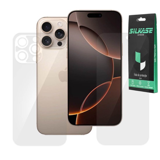 Set 2 folii SILKASE pentru Apple iPhone 16 Pro, protectie telefon, silicon regenerabil (iPhone 16 Pro, F7260) by www.silkase.ro