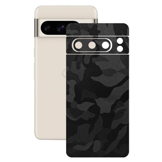 Folie skin SILKASE, pentru Google Pixel 8 Pro, camo negru, protectie spate telefon (Telefoane Google, S1514) by www.silkase.ro