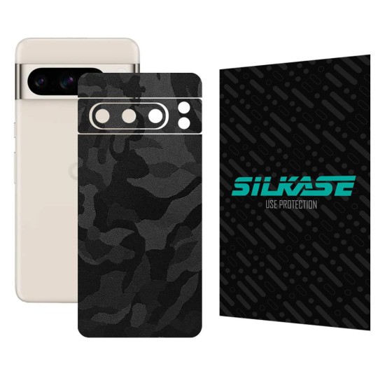 Folie skin SILKASE, pentru Google Pixel 8 Pro, camo negru, protectie spate telefon (Telefoane Google, S1514) by www.silkase.ro