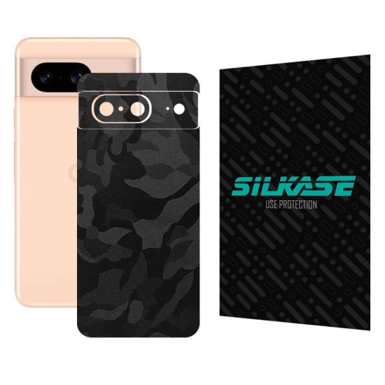 Folie skin SILKASE, pentru Google Pixel 8, camo negru, protectie spate telefon (Telefoane Google, S1490) by www.silkase.ro