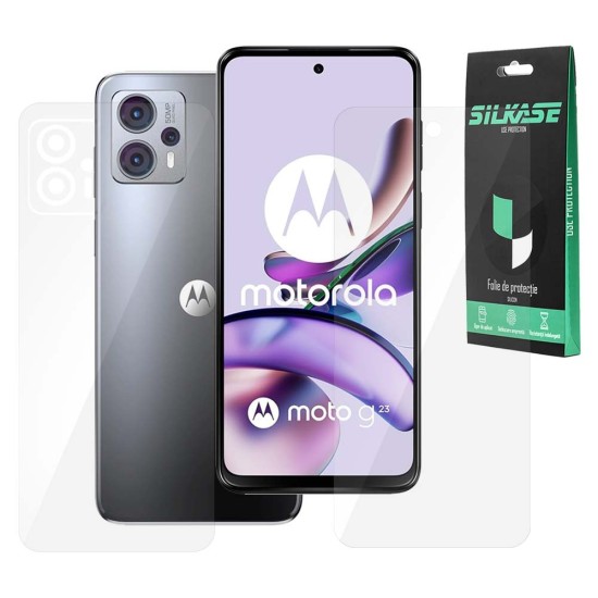 Set 2 folii SILKASE pentru Motorola Moto g23, protectie telefon, silicon regenerabil (SILKASE, Set Folii Lucioase) by www.silkase.ro Set 2 folii SILKASE pentru Motorola Moto g23, protectie telefon, silicon regenerabil (Moto G23, F6752) by www.silkase.ro