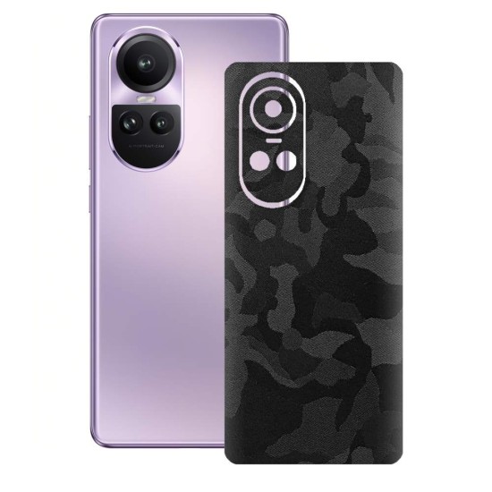 Folie skin SILKASE pentru OPPO Reno10 Pro, camo negru, protectie spate telefon (Reno10 Pro, S1202) by www.silkase.ro