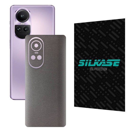 Folie skin SILKASE pentru Oppo Reno 10, gri brushed, protectie spate telefon (Reno10, S1253) by www.silkase.ro