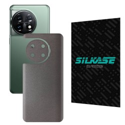 Folie skin SILKASE pentru OnePlus 11, gri brushed, protectie spate telefon