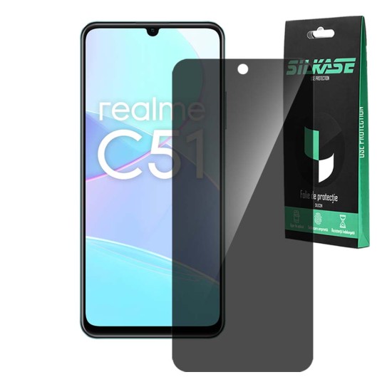 Folie privacy SILKASE pentru Realme C51, protectie ecran, silicon (11 5G, F6700) by www.silkase.ro
