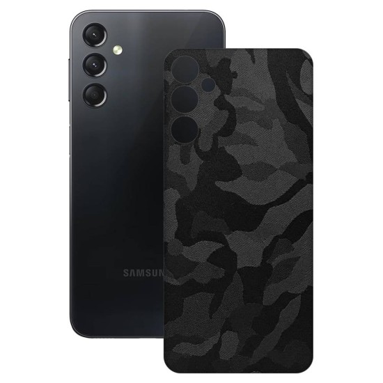Folie skin SILKASE pentru Samsung Galaxy A24 4G, camo negru, protectie spate telefon (Telefoane Samsung, S1010) by www.silkase.ro