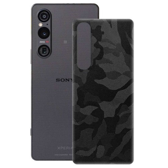 Folie skin SILKASE pentru Sony Xperia 1 V, camo negru, protectie spate telefon (Xperia 1 V, S1106) by www.silkase.ro
