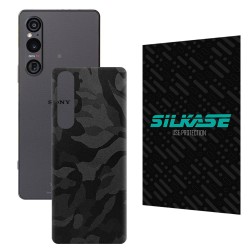 Folie skin SILKASE pentru Sony Xperia 1 V, camo negru, protectie spate telefon Folie skin SILKASE pentru Sony Xperia 1 V, camo negru, protectie spate telefon