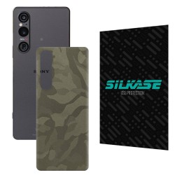 Folie skin SILKASE pentru Sony Xperia 1 V, camo verde, protectie spate telefon