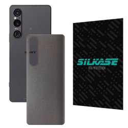 Folie skin SILKASE pentru Sony Xperia 1 V, gri brushed, protectie spate telefon Folie skin SILKASE pentru Sony Xperia 1 V, gri brushed, protectie spate telefon