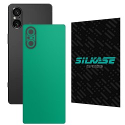 Folie skin SILKASE, pentru Sony Xperia 5 V, turcoaz mat, protectie spate telefon