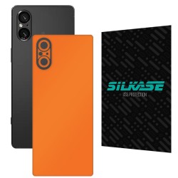 Folie skin SILKASE, pentru Sony Xperia 5 V, portocaliu mat, protectie spate telefon