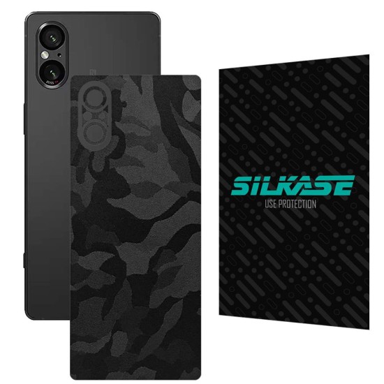Folie skin SILKASE, pentru Sony Xperia 5 V, camo negru, protectie spate telefon (Xperia 5 V, S1610) by www.silkase.ro