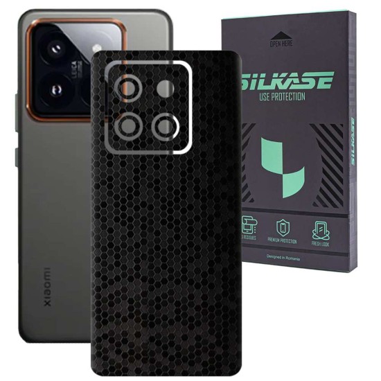 Folie skin SILKASE, pentru Xiaomi 14 Pro, negru hexa, protectie spate telefon (SILKASE, Folie Spate Skin) by www.silkase.ro Folie skin SILKASE, pentru Xiaomi 14 Pro, negru hexa, protectie spate telefon (14 Pro, S1932) by www.silkase.ro