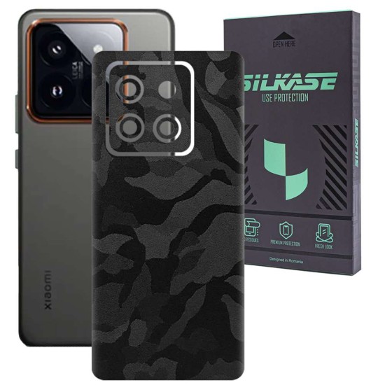 Folie skin SILKASE, pentru Xiaomi 14 Pro, camo negru, protectie spate telefon (SILKASE, Folie Spate Skin) by www.silkase.ro Folie skin SILKASE, pentru Xiaomi 14 Pro, camo negru, protectie spate telefon (14 Pro, S1922) by www.silkase.ro
