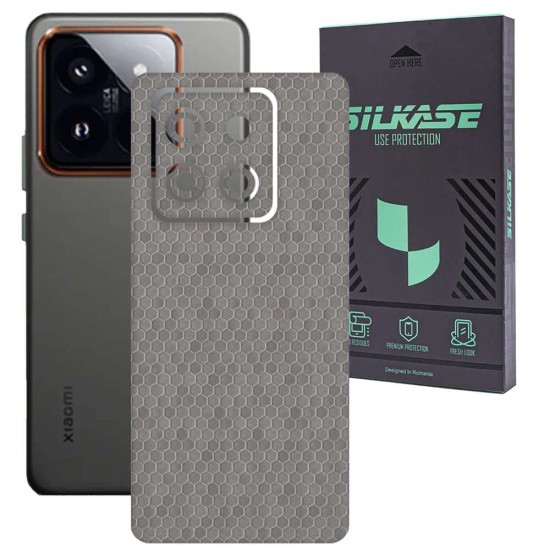 Folie skin SILKASE, pentru Xiaomi 14 Pro, gri hexa, protectie spate telefon (SILKASE, Folie Spate Skin) by www.silkase.ro Folie skin SILKASE, pentru Xiaomi 14 Pro, gri hexa, protectie spate telefon (14 Pro, S1927) by www.silkase.ro