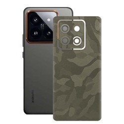 Folie skin SILKASE, pentru Xiaomi 14, camo verde, protectie spate telefon