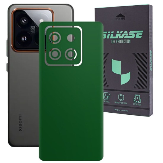 Folie skin SILKASE, pentru Xiaomi 14, verde inchis mat, protectie spate telefon (14, S1916) by www.silkase.ro