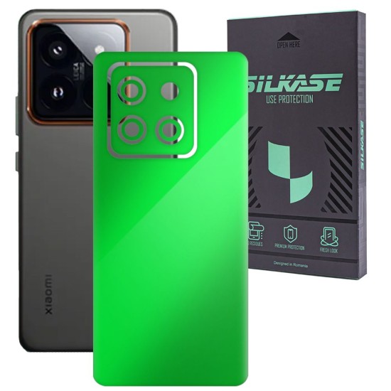 Folie skin SILKASE, pentru Xiaomi 14, verde neon, protectie spate telefon (14, S1917) by www.silkase.ro