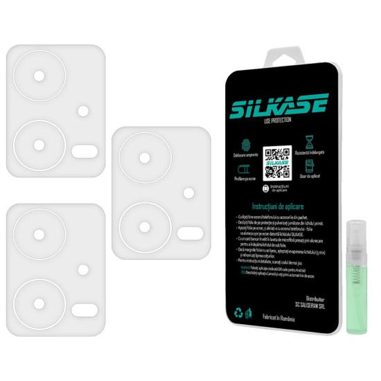 Set 3 folii SILKASE pentru Xiaomi Redmi Note 12, protectie camera foto, silicon regenerabil (Redmi Note 12 5G, C0485) by www.silkase.ro