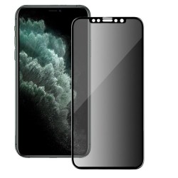Folie sticla privacy pentru iPhone 11 Pro Max , SILKASE, FullGlue, tempered glass 9H, negru