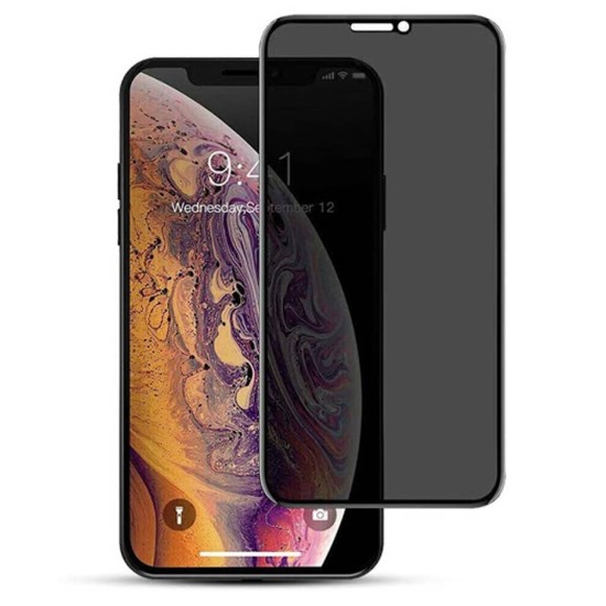 Folie sticla privacy compatibila cu iPhone 12 Mini, SILKASE, FullGlue, tempered glass 9H, negru (iPhone 12 Mini, F1330) by www.silkase.ro