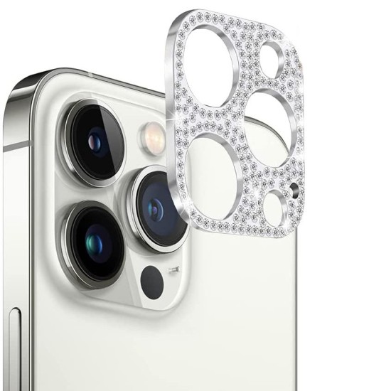 Rama protectie camera SILKASE Crystal pentru iPhone 13 Pro Max, FullGlue, argintiu (iPhone 13 Pro Max, P0043) by www.silkase.ro