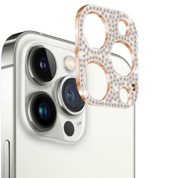 Rama protectie camera SILKASE Crystal pentru iPhone 13 Pro, FullGlue, rosegold