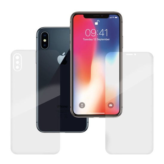 Set folii SILKASE, pentru iPhone X, protectie ecran, spate, silicon regenerabil (SILKASE, iPhone X) by www.silkase.ro Set folii SILKASE, pentru iPhone X, protectie ecran, spate, silicon regenerabil (iPhone X, F0448) by www.silkase.ro