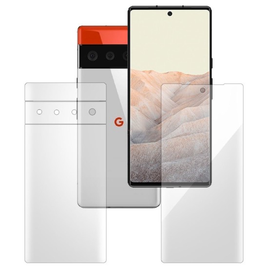 Set 2 folii mixte SILKASE pentru Google Pixel 6, ecran lucios/ spate mat, silicon regenerabil (Telefoane Google, F4249) by www.silkase.ro