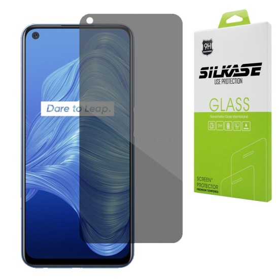 Folie sticla privacy SILKASE pentru Realme 8 Pro, FullGlue, FullCover, tempered glass 9H,negru (8 Pro, F2898) by www.silkase.ro