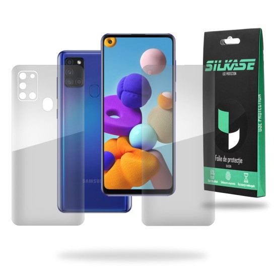 Set folii silicon pentru Samsung A21s, SILKASE, Gel TPU, antibacterian, regenerabil (SILKASE, Telefoane Samsung) by www.silkase.ro Set folii silicon pentru Samsung A21s, SILKASE, Gel TPU, antibacterian, regenerabil (Telefoane Samsung, F0393) by www.silkase.ro