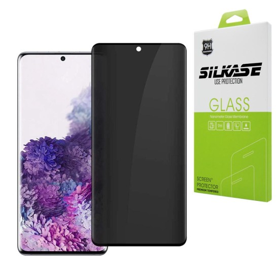 Folie sticla privacy UV SILKASE pentru Samsung S20 Ultra, FullGlue, FullCover, tempered glass 9H,negru (Telefoane Samsung, F2903) by www.silkase.ro