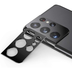 Folie camera Aluminiu SILKASE pentru Samsung S21 Ultra, FullGlue, negru