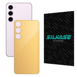 Folie skin SILKASE pentru Samsung Galaxy S23 Plus, bej, protectie spate telefon