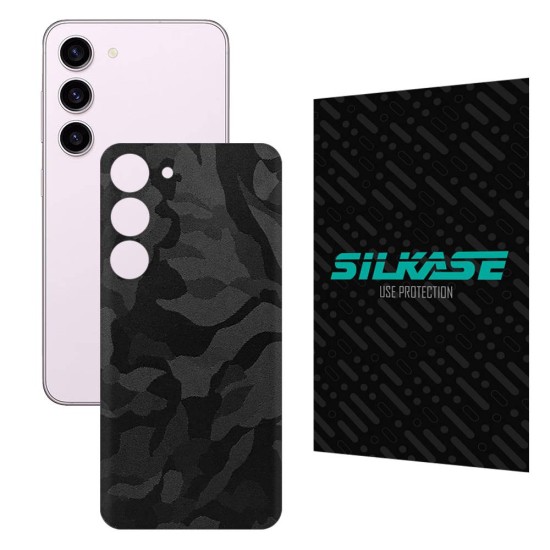 Folie skin SILKASE pentru Samsung Galaxy S23 Plus, camo negru, protectie spate telefon (Telefoane Samsung, S0938) by www.silkase.ro