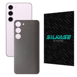Folie skin SILKASE pentru Samsung Galaxy S23 Plus, gri brushed, protectie spate telefon