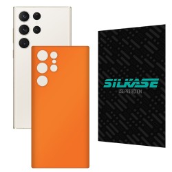 Folie skin SILKASE pentru Samsung Galaxy S23 Ultra, portocaliu mat, protectie spate telefon