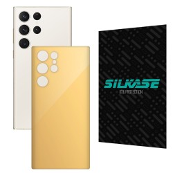Folie skin SILKASE pentru Samsung Galaxy S23 Ultra, bej, protectie spate telefon